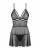 838-BAB-1 babydoll i stringi czarna czarny L/XL