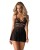 838-BAB-1 babydoll i stringi czarna czarny S/M