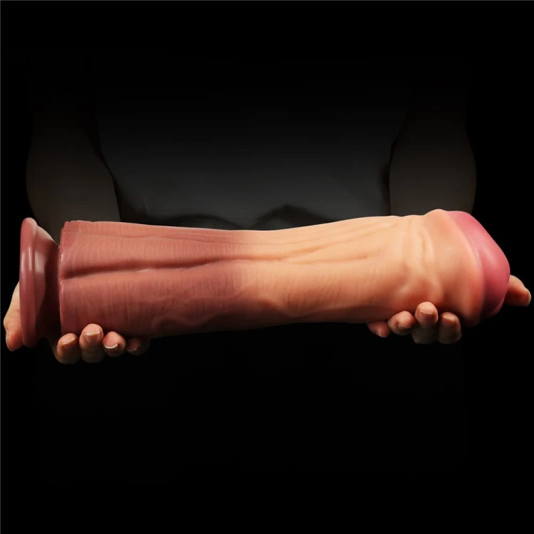 DILDO 12'' DUAL LAYERED PLATINUM SILICONE COCK