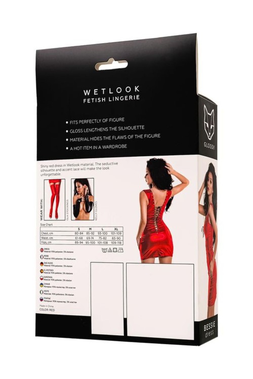 Glossy Bessie dress - red czerwony L